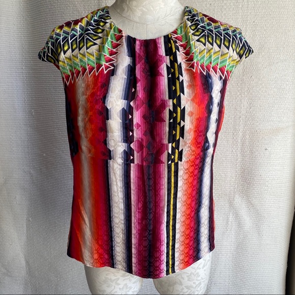 Peter Pilotto Silk Geometric Print Sleeveless Top - Picture 8 of 8